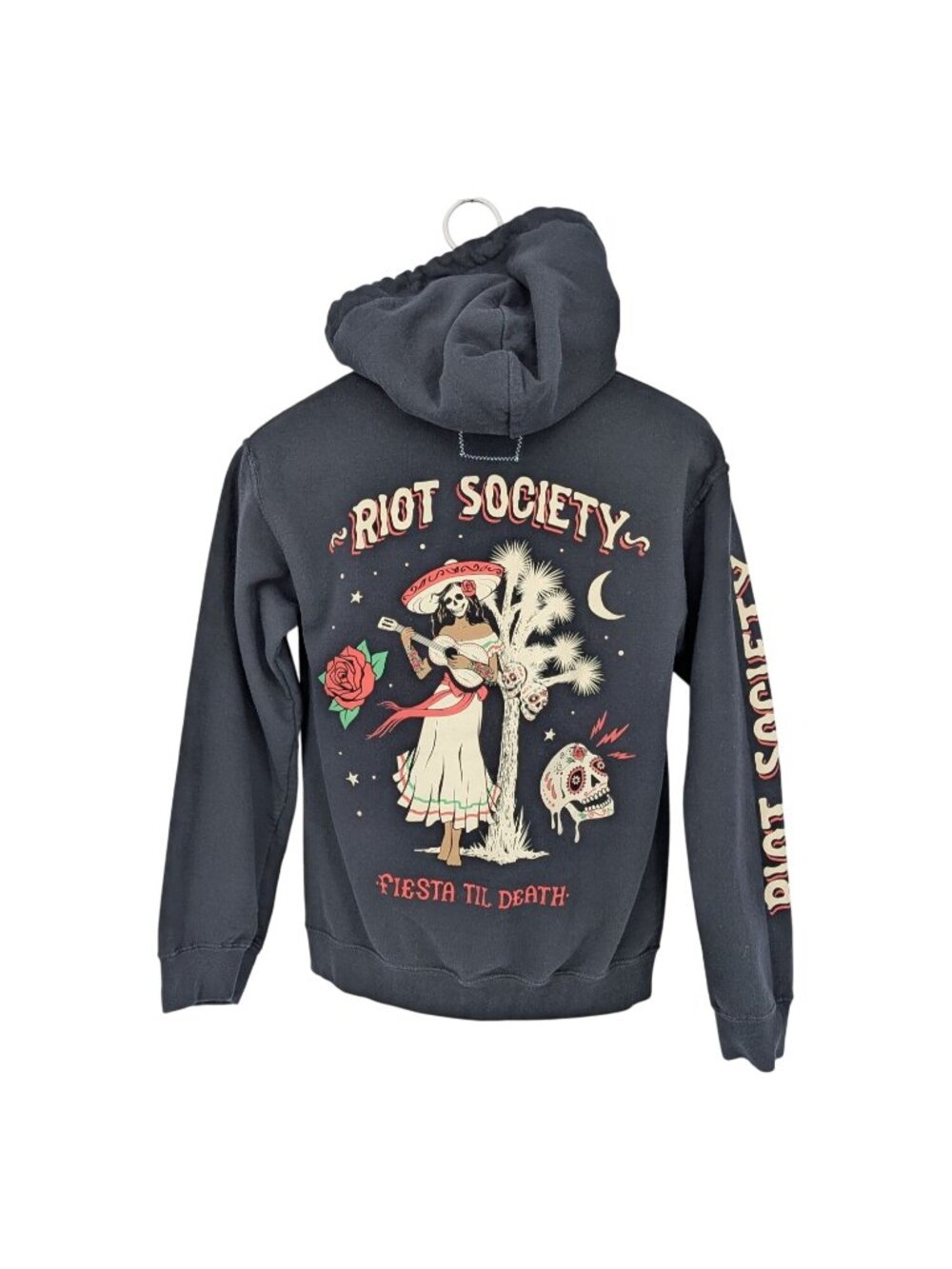 Riot Society Fiesta Til Death Day of the Dead Graphic Pullover Hoodie Y2K Size S
